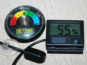 Hygrometers are humidity gauges that are useful to monitor the humidity within a Mexican Red Knee enclosure